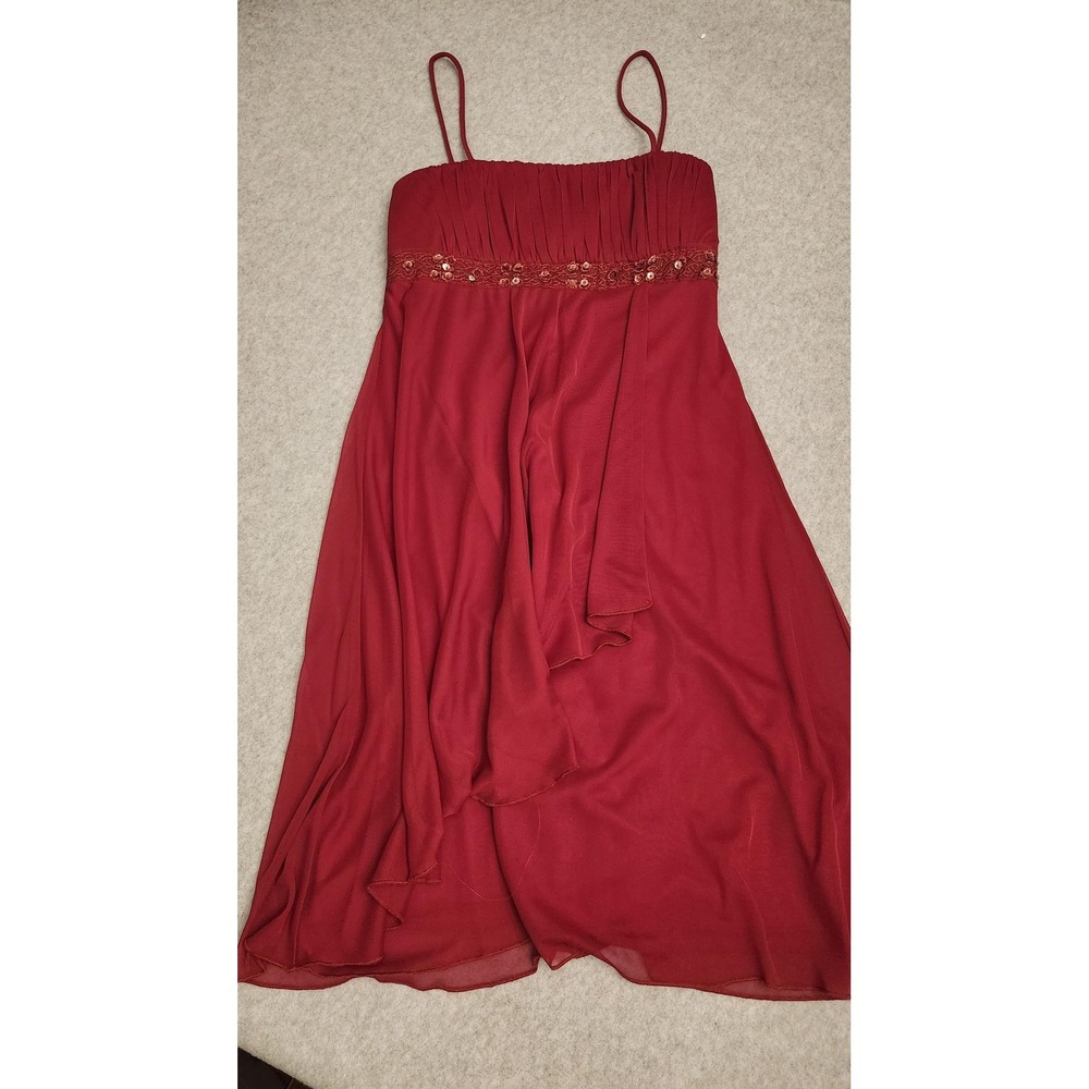 City Triangles Dress Womens Medium Red Sequin Lace Chiffon Y2K‎ Cocktail Party